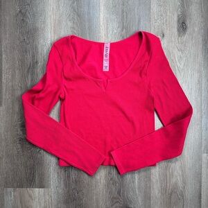 NWOT Candy Red Ribbed Long Sleeve Top